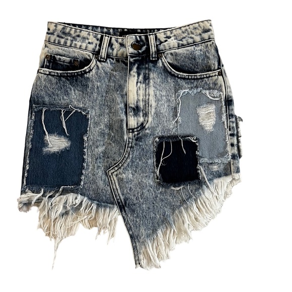Retrofēte Irene acid wash denim jean skirt XS - Picture 6 of 16
